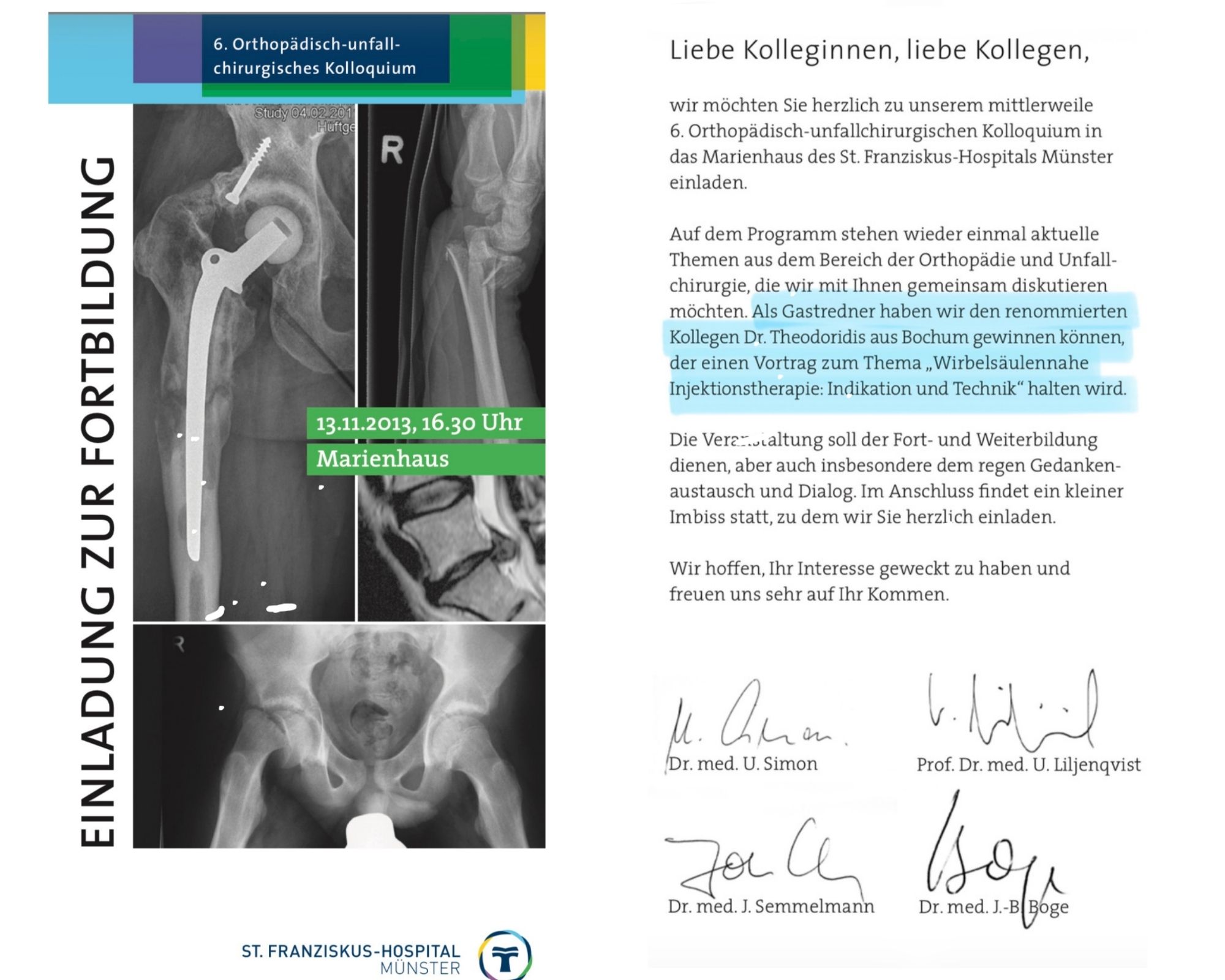Vortrag - Wirbelsäulennahe Injektionstherapie. Indikation und Technik