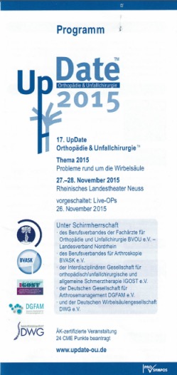 Votrag - Facettendenervation - wann und mit welchen Ergebnissen 2) Workshop - Injektionstechniken an der Wirbelsäule